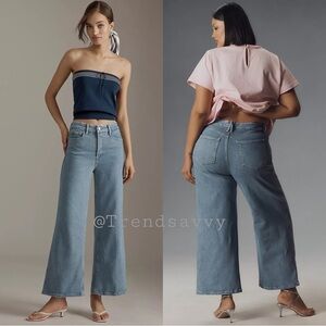 ANTHROPOLOGIE Good American Good Skate Soft-Tech Crop Wide Leg Jeans 14 NWT